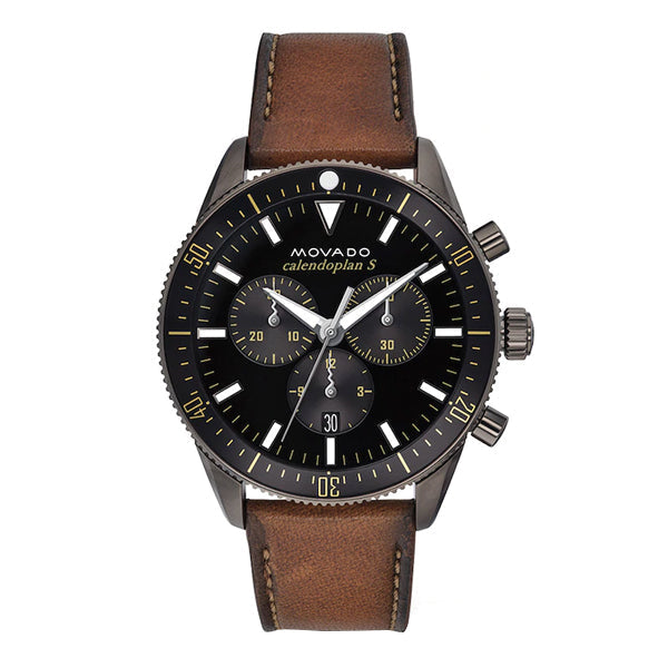 Shop Authentic Movado Heritage Series 29mm Calendoplan Chronograph Black Dial Brown Leather Strap Watch For Men - 3650060 - Luxxuri
