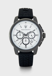  Shop Authentic Maserati Successo 44mm White Dial Black Silicone Strap Watch For Men - R8871621010 - Luxxuri