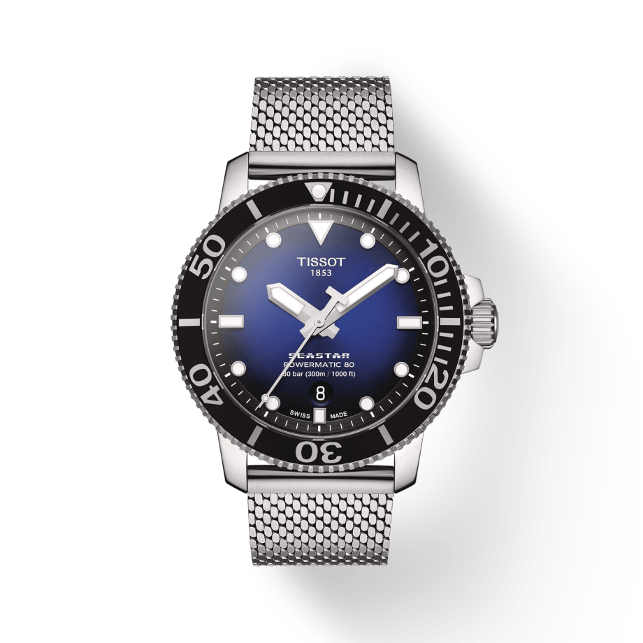  Shop Authentic Tissot Seastar 1000 Powermatic 80 Blue Dial SIlver Mesh Bracelet Watch For Men - T120.407.11.041.02 - Luxxuri