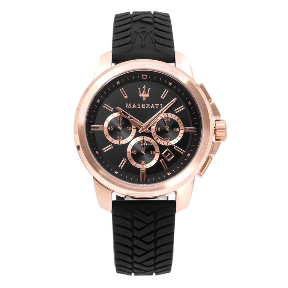  Shop Authentic Maserati Successo 44mm Black Rose Gold Dial Black Rubber Strap Watch For Men - R8871621012 - Luxxuri