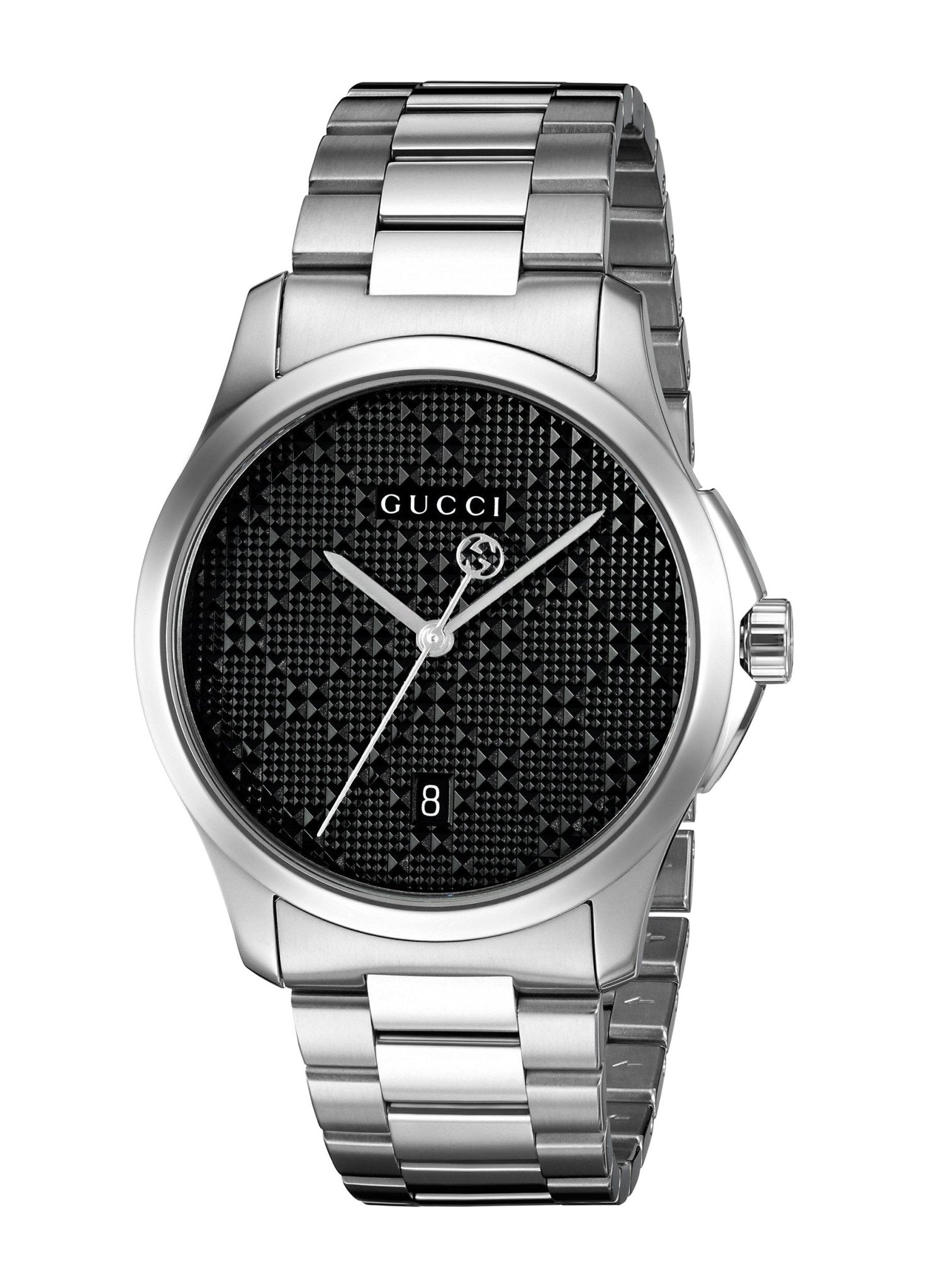  Shop Authentic Gucci G Timeless Black Dial Silver Steel Strap Watch For Men - YA126460 - Luxxuri