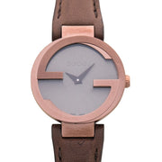 Shop Authentic Gucci G Interlocking Brown Dial Brown Leather Strap Watch For Women - YA133504 - Luxxuri