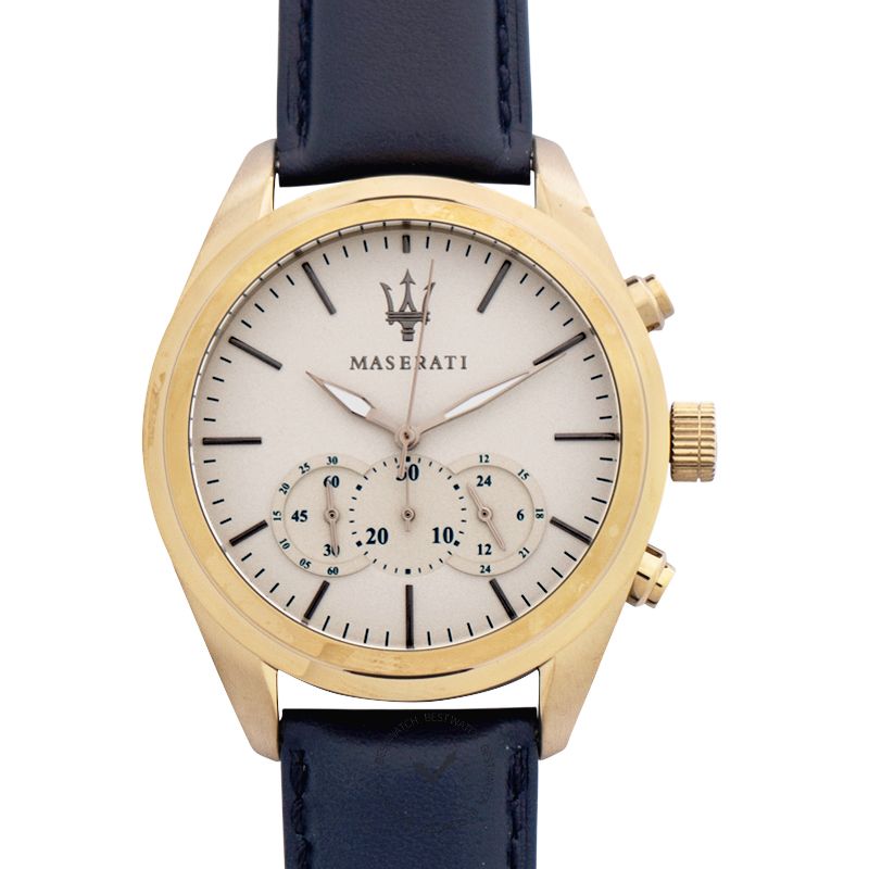  Shop Authentic Maserati Traguardo Chronograph Grey Dial Leather Strap Men's Watch - R8871612016 - Luxxuri