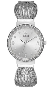  Shop Authentic Guess Chiffon Silver Dial Silver Mesh Bracelet Watch For Women - W1083L1 - Luxxuri