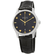 Shop Authentic Gucci G Timeless Automatic Black Dial Black Leather Strap Watch For Women - YA126469 - Luxxuri