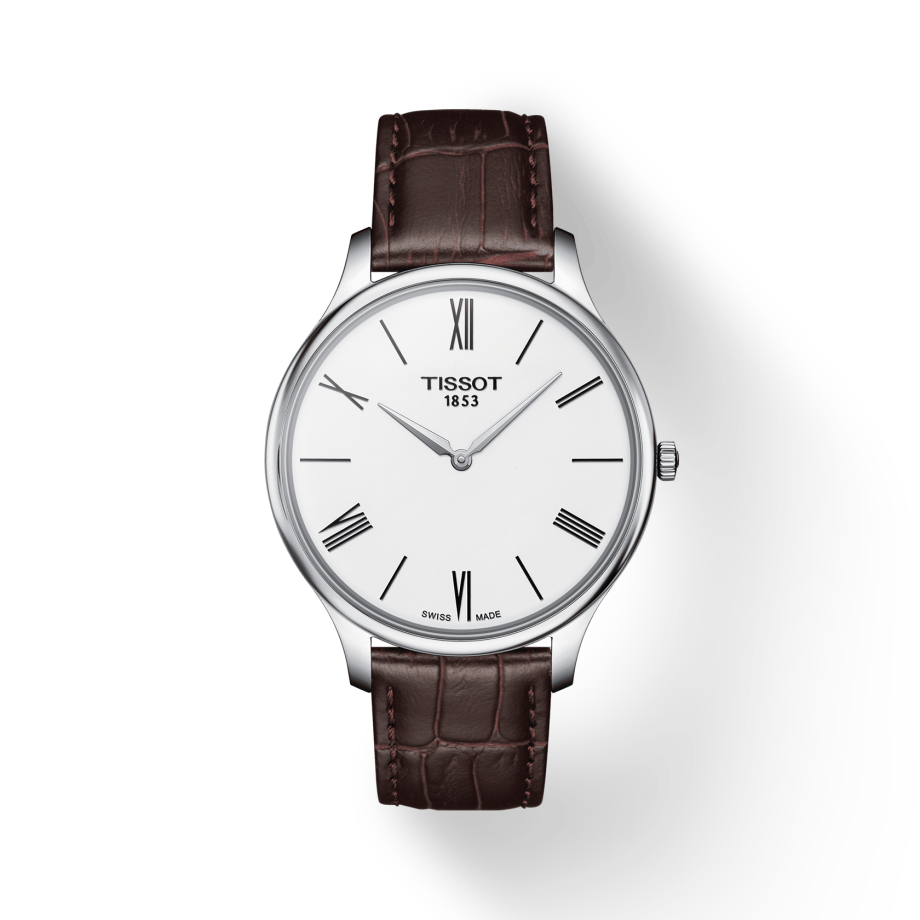  Shop Authentic Tissot T Classic Tradition 5.5 Quartz White Dial Brown Leather Strap Watch For Men - T063.409.16.018.00 - Luxxuri