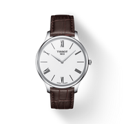  Shop Authentic Tissot T Classic Tradition 5.5 Quartz White Dial Brown Leather Strap Watch For Men - T063.409.16.018.00 - Luxxuri