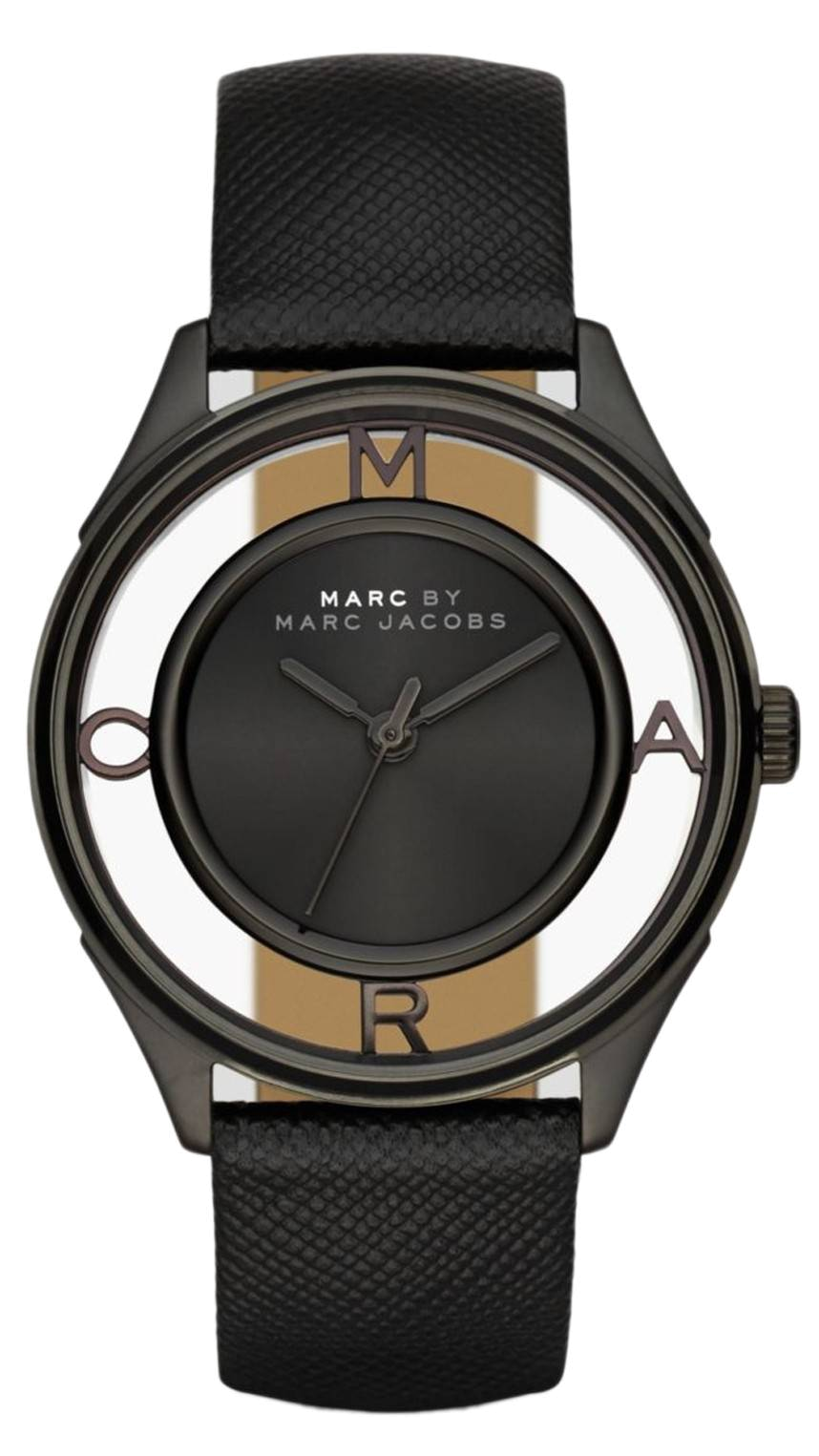  Shop Authentic Marc Jacobs Tether Transparent Black Dial Black Leather Strap Watch for Women - MBM1379 - Luxxuri