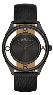  Shop Authentic Marc Jacobs Tether Transparent Black Dial Black Leather Strap Watch for Women - MBM1379 - Luxxuri