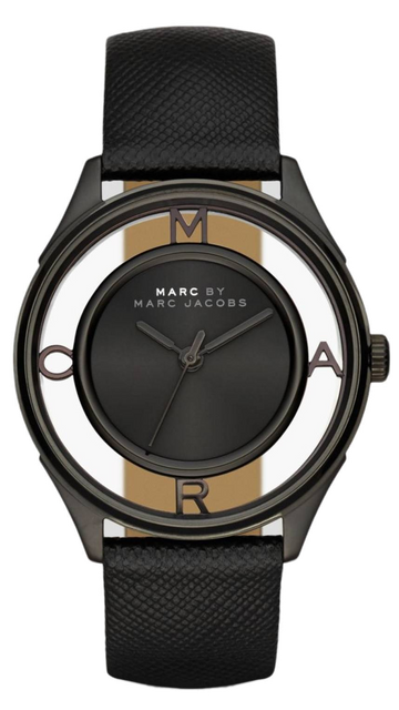  Shop Authentic Marc Jacobs Tether Transparent Black Dial Black Leather Strap Watch for Women - MBM1379 - Luxxuri
