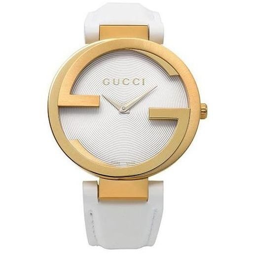  Shop Authentic Gucci G Interlocking White Dial White Leather Strap Watch For Women - YA133327 - Luxxuri