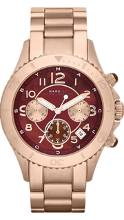  Shop Authentic Marc Jacobs Rock Chronograph Mother of Pearl Red Dial Rose Gold Steel Strap Unisex Watch - MBM3251 - Luxxuri