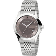  Shop Authentic Gucci G Timeless Brown Dial Silver Steel Strap Watch For Men - YA126406 - Luxxuri