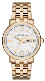  Shop Authentic Marc Jacobs Fergus White Dial Gold Steel Strap Watch for Women - MBM8647 - Luxxuri
