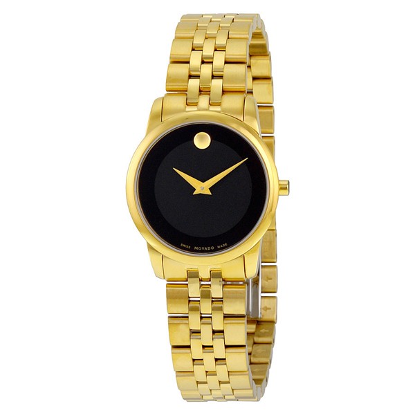  Shop Authentic Movado Museum Classic Quartz Black Dial Gold Steel Strap Watch For Women - 0607005 - Luxxuri