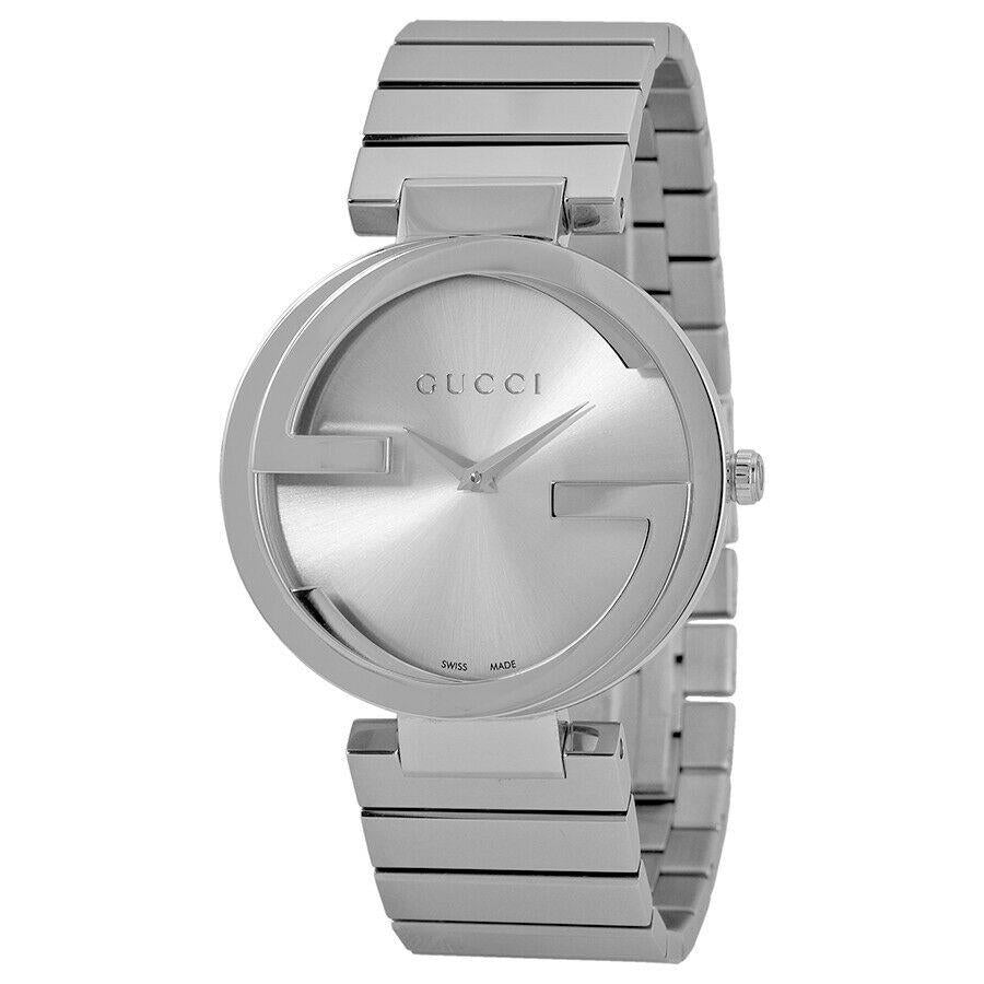  Shop Authentic Gucci G Interlocking Silver Dial Silver Steel Strap Watch For Women - YA133308 - Luxxuri