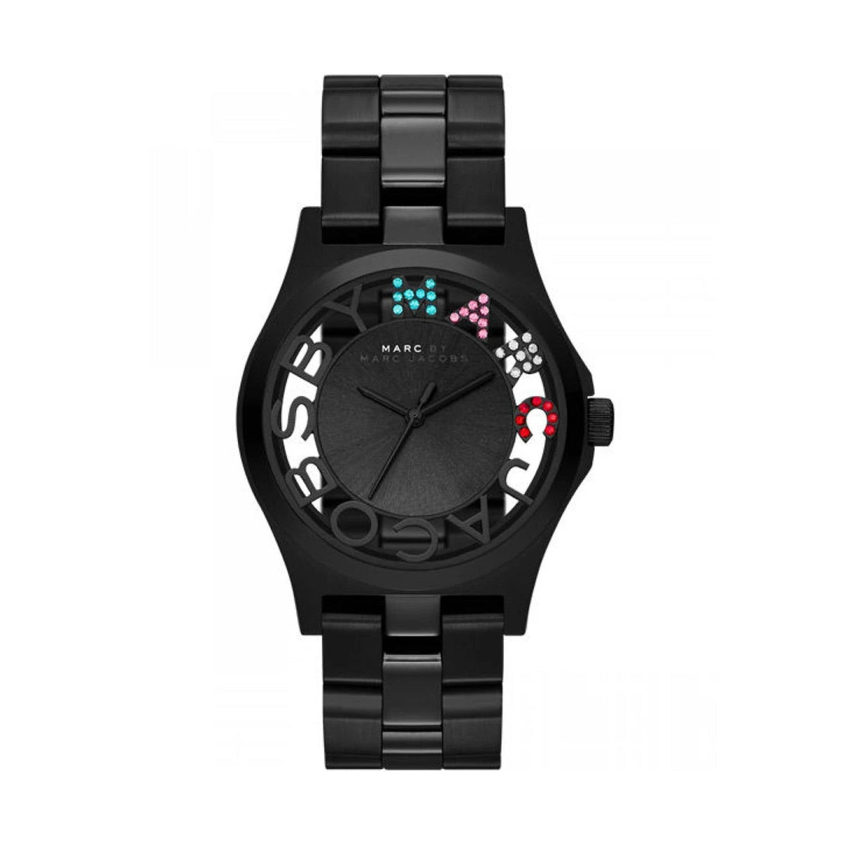  Shop Authentic Marc Jacobs Henry Skeleton Black Dial Black Steel Strap Watch for Women - MBM3265 - Luxxuri