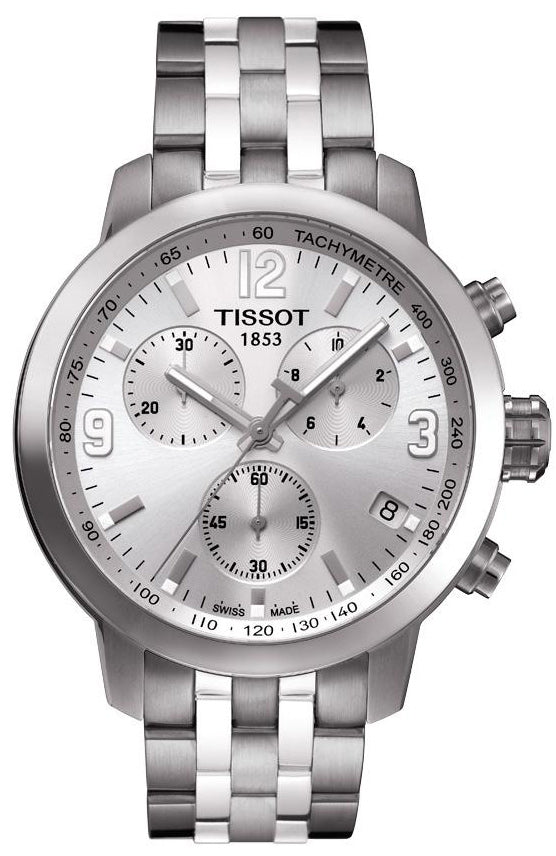  Shop Authentic Tissot PRC 200 Chronograph Quartz Silver Dial Silver Steel Strap Watch For Men - T055.417.11.037.00 - Luxxuri