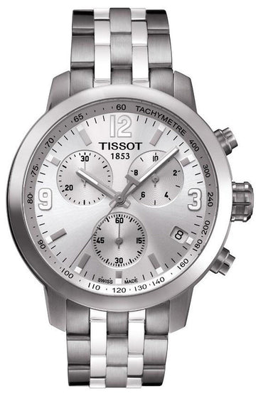  Shop Authentic Tissot PRC 200 Chronograph Quartz Silver Dial Silver Steel Strap Watch For Men - T055.417.11.037.00 - Luxxuri