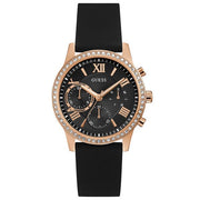  Shop Authentic Guess Solar 40mm Black & Rose Gold Dial Black Rubber Strap Watch For Women - W1135L4 - Luxxuri