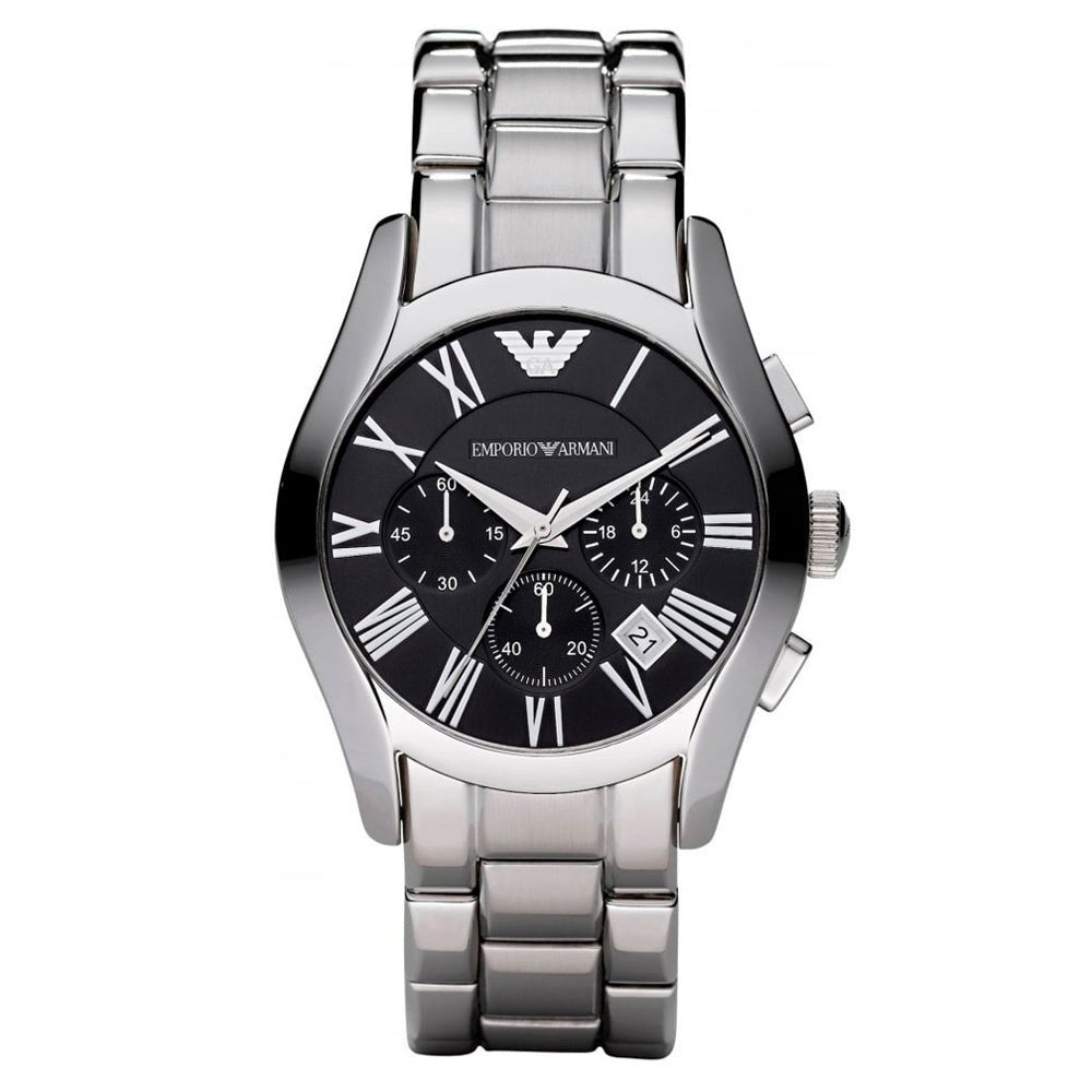  Shop Authentic Emporio Armani Valente Chronograph Black Dial Silver Stainless Steel Watch For Men - AR0673 - Luxxuri