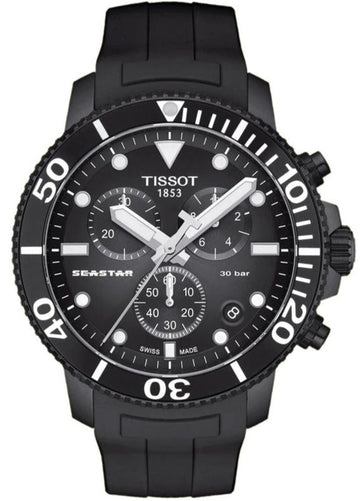  Shop Authentic Tissot Seastar 1000 Chronograph Black Dial Black Rubber Strap Watch For Men - T120.417.37.051.02 - Luxxuri