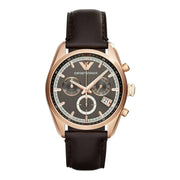  Shop Authentic Emporio Armani Chronograph Gray Dial Brown Leather Strap Watch For Men - AR6043 - Luxxuri