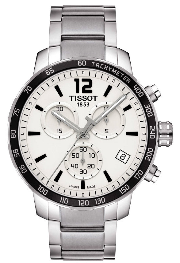  Shop Authentic Tissot Quickster Chronograph Silver Dial Watch For Men - T095.417.11.037.00 - Luxxuri