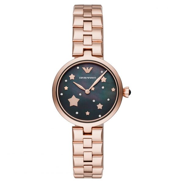  Shop Authentic Emporio Armani Arianna Black Dial Rose Gold Stainless Steel Watch For Women - AR11197 - Luxxuri