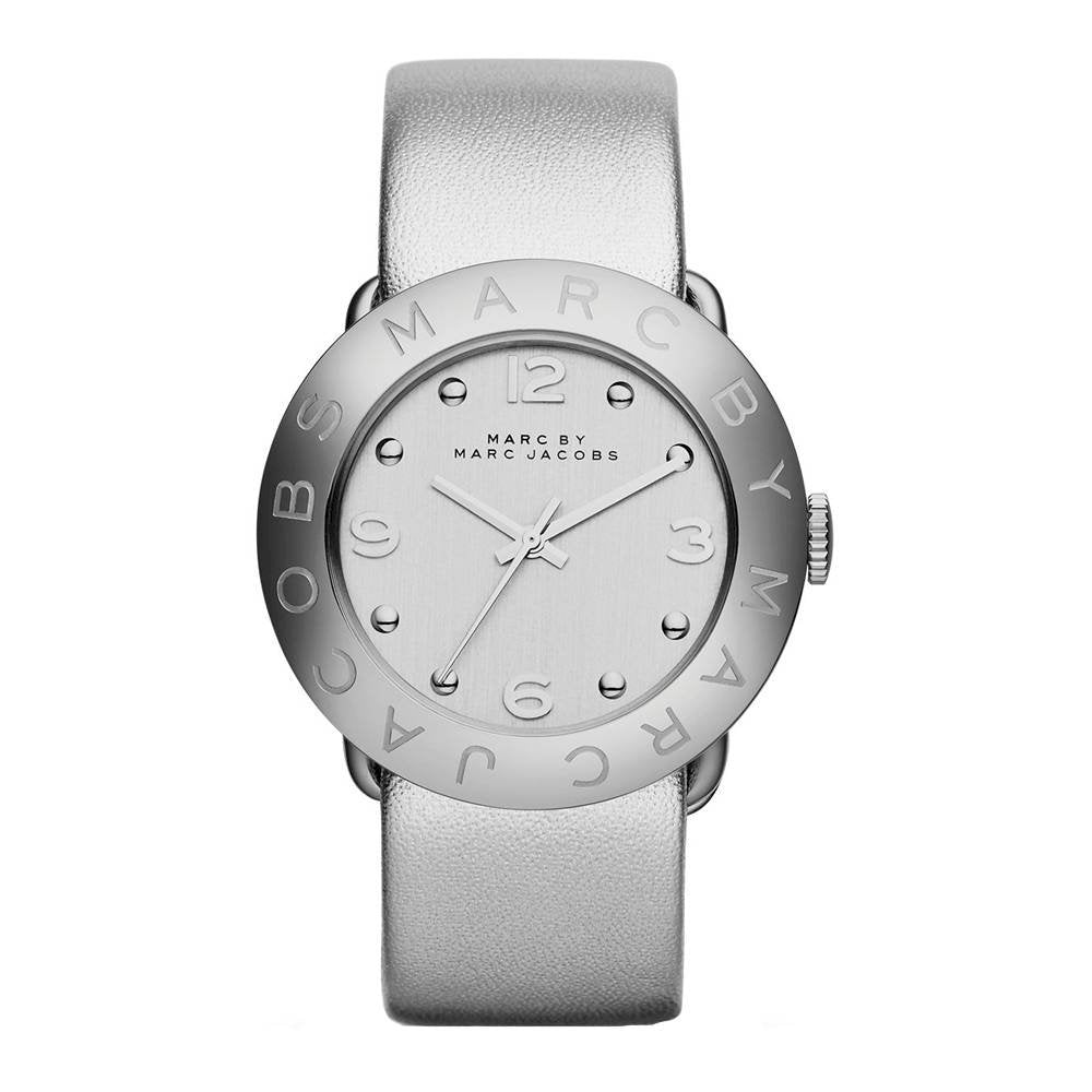  Shop Authentic Marc Jacobs Amy Silver Dial Silver Leather Strap Watch for Women - MBM8626 - Luxxuri