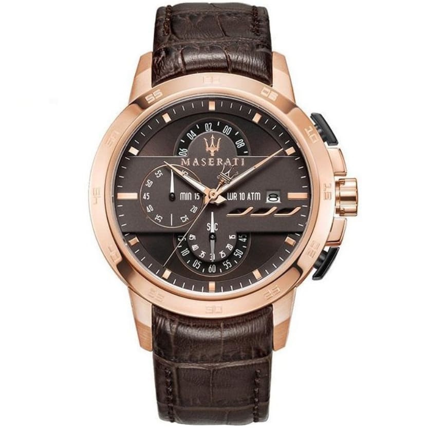  Shop Authentic Maserati Ingegno Chronograph Brown Dial Brown Leather Strap Watch For Men - R8871619001 - Luxxuri