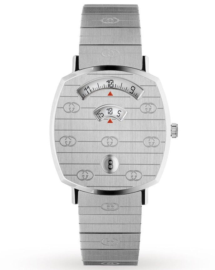  Shop Authentic Gucci Grip Quartz Silver Dial Silver Steel Strap Watch For Women - YA157401 - Luxxuri