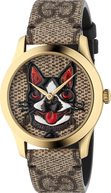  Shop Authentic Gucci G-Timeless Brown Dial Brown Leather Strap Unisex Watch - YA1264057 - Luxxuri