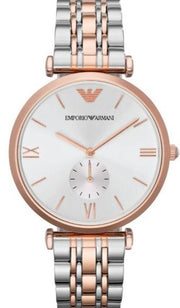  Shop Authentic Emporio Armani Retro Silver Dial Two Tone Steel Strap Watch For Men - AR1677 - Luxxuri