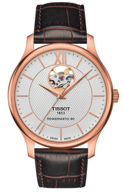  Shop Authentic Tissot Tradition Powermatic 80 Open Heart Silver Dial Brown Leather Strap Watch For Men - T063.907.36.038.00 - Luxxuri