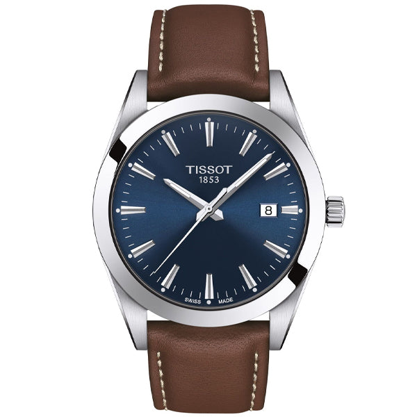  Shop Authentic Tissot Gentleman Blue Dial Brown Leather Strap Watch For Men - T127.410.16.041.00 - Luxxuri