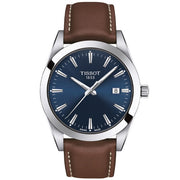  Shop Authentic Tissot Gentleman Blue Dial Brown Leather Strap Watch For Men - T127.410.16.041.00 - Luxxuri