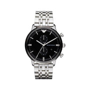  Shop Authentic Emporio Armani Chronograph Black Dial Silver Steel Strap Watch For Men - AR0389 - Luxxuri