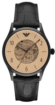  Shop Authentic Emporio Armani Meccanico White Dial Black Leather Strap Watch For Men - AR1923 - Luxxuri