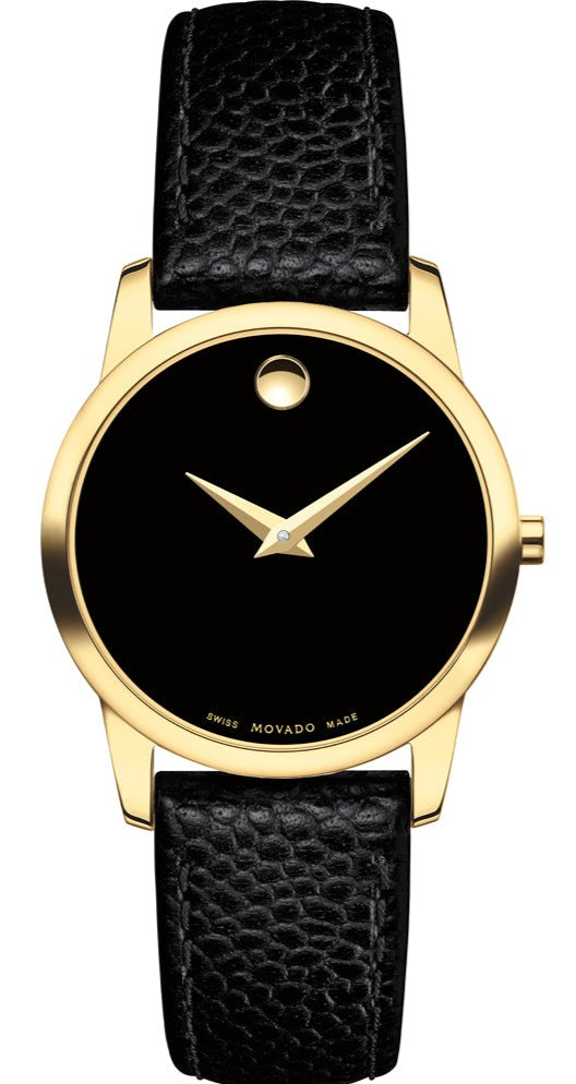  Shop Authentic Movado Museum Classic Black Dial Black Leather Strap Watch For Women - 0607016 - Luxxuri