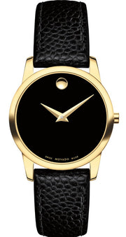  Shop Authentic Movado Museum Classic Black Dial Black Leather Strap Watch For Women - 0607016 - Luxxuri