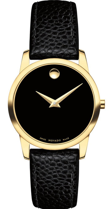  Shop Authentic Movado Museum Classic Black Dial Black Leather Strap Watch For Women - 0607016 - Luxxuri