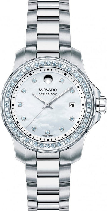  Shop Authentic Movado Series 800 29mm Mother of Pearl Dial Diamond Watch For Women - 2600120 - Luxxuri