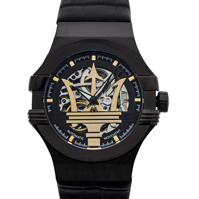  Shop Authentic Maserati Potenza Automatic Black Dial Black Leather Strap Watch For Men - R8821108036 - Luxxuri