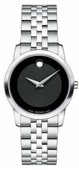  Shop Authentic Movado Museum Classic Black Dial Silver Steel Strap Watch For Women - 0606505 - Luxxuri