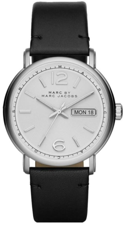  Shop Authentic Marc Jacobs Fergus White Dial Black Leather Strap Watch for Men - MBM5076 - Luxxuri