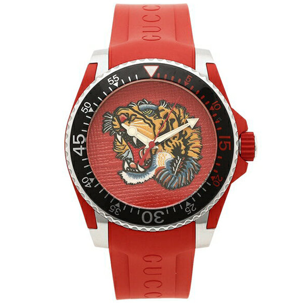  Shop Authentic Gucci Dive Quartz Red Dial Red Rubber Strap Watch For Men - YA136315 - Luxxuri