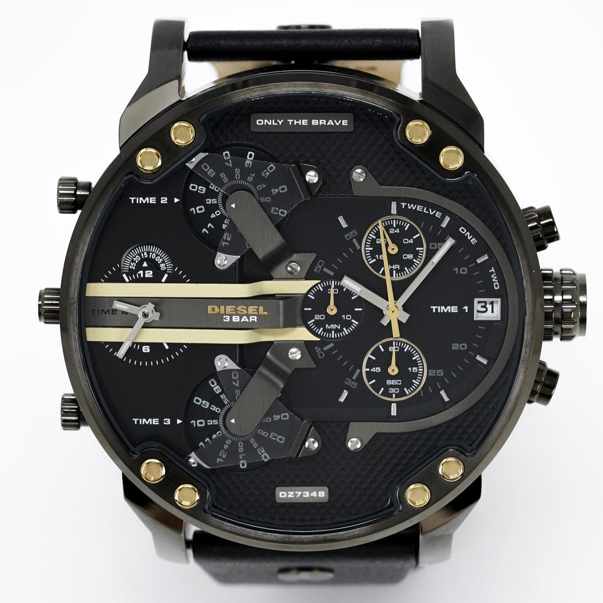  Shop Authentic Diesel Mr Daddy 2.0 Black Dial Black Leather Strap Watch For Men - DZ7348 - Luxxuri