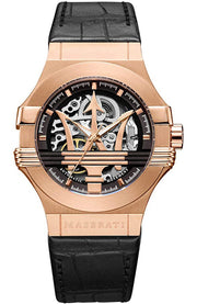  Shop Authentic Maserati Potenza Automatic Skeleton Black Dial Black Leather Strap Watch For Men - R8821108039 - Luxxuri