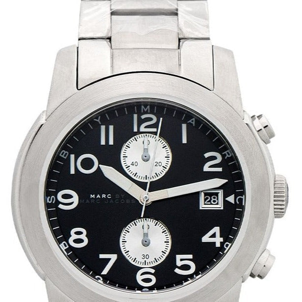  Shop Authentic Marc Jacobs Larry Chronograph Black Dial Silver Steel Strap Watch for Men - MBM5050 - Luxxuri